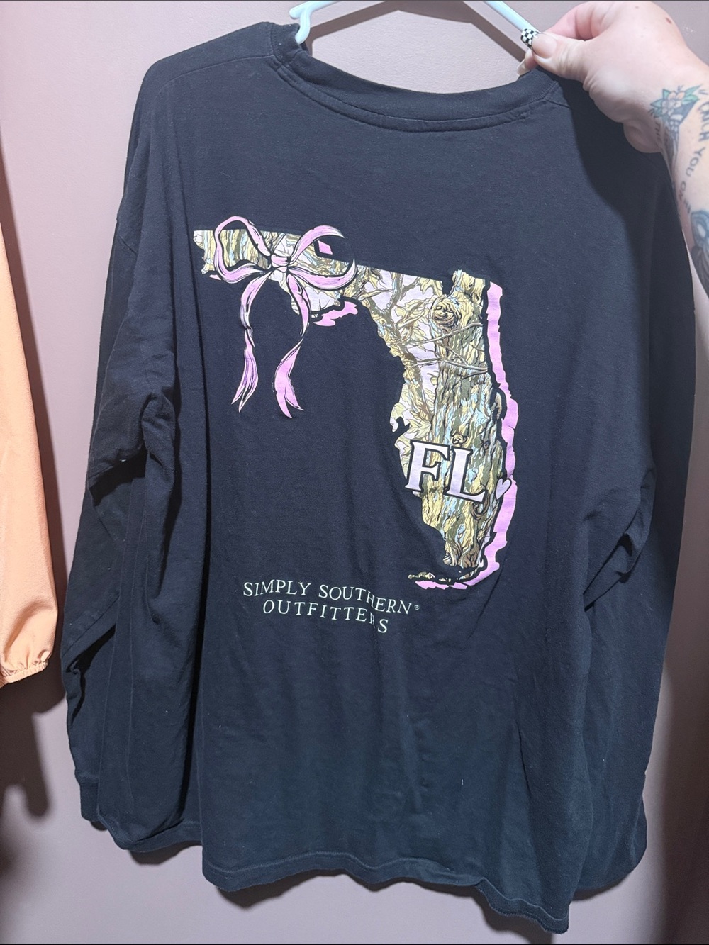 Simply Southern Black Long-Sleeve Tee with Pink-Accent FL Graphic